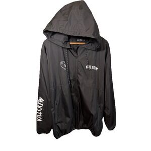 Kill Crew Wolf Quick Hooded Windbreaker Black Jacket Logo Lightweight Men's XXL